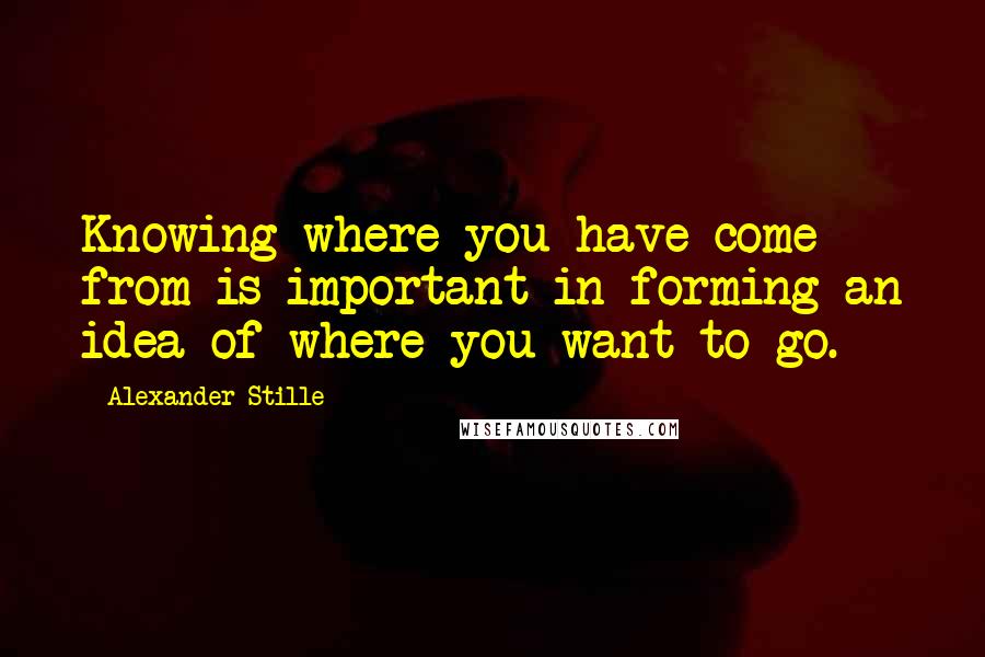 Alexander Stille Quotes: Knowing where you have come from is important in forming an idea of where you want to go.