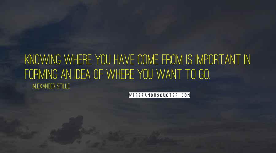 Alexander Stille Quotes: Knowing where you have come from is important in forming an idea of where you want to go.