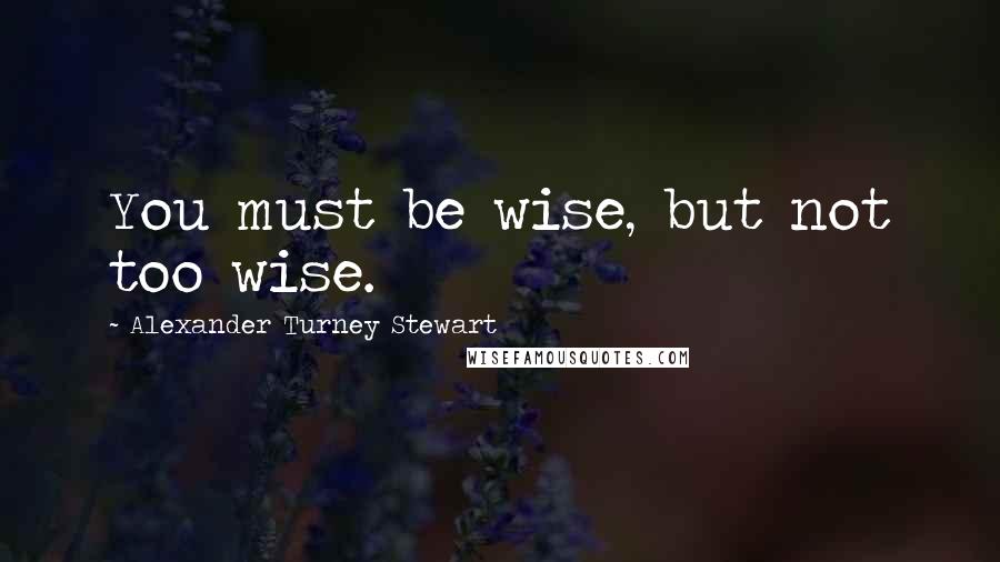 Alexander Turney Stewart Quotes: You must be wise, but not too wise.