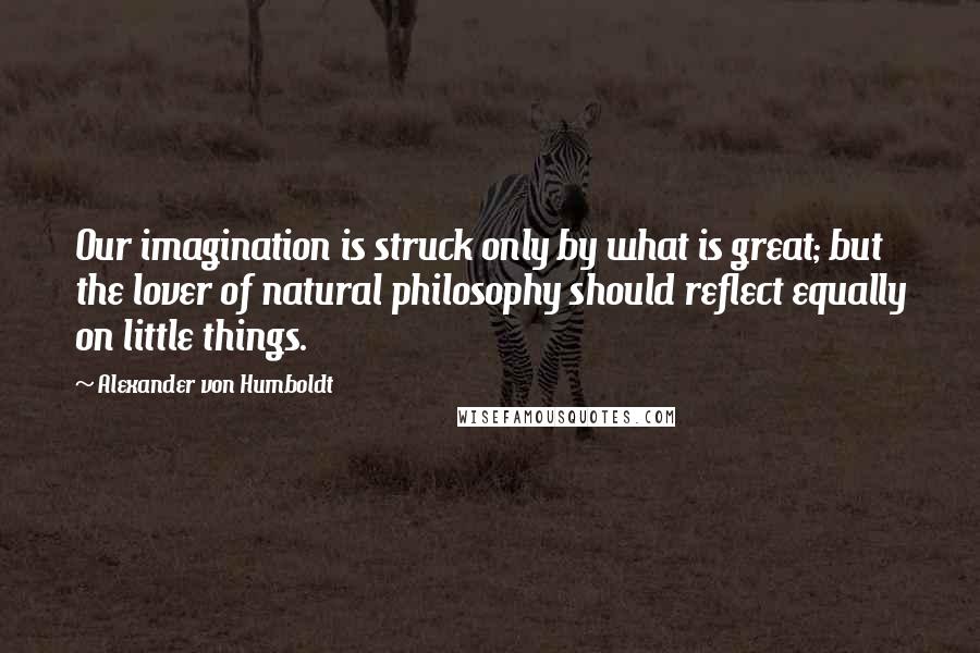 Alexander Von Humboldt Quotes: Our imagination is struck only by what is great; but the lover of natural philosophy should reflect equally on little things.