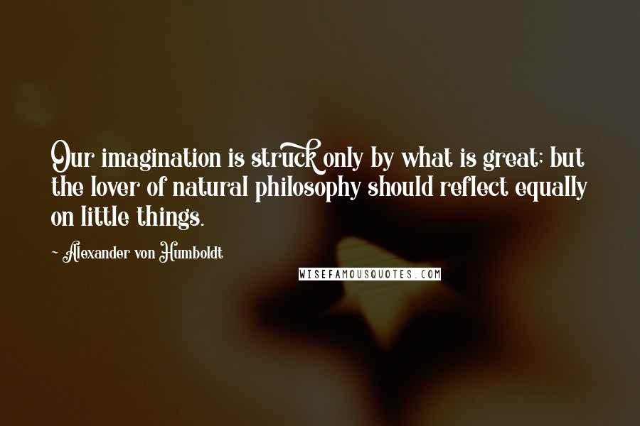 Alexander Von Humboldt Quotes: Our imagination is struck only by what is great; but the lover of natural philosophy should reflect equally on little things.