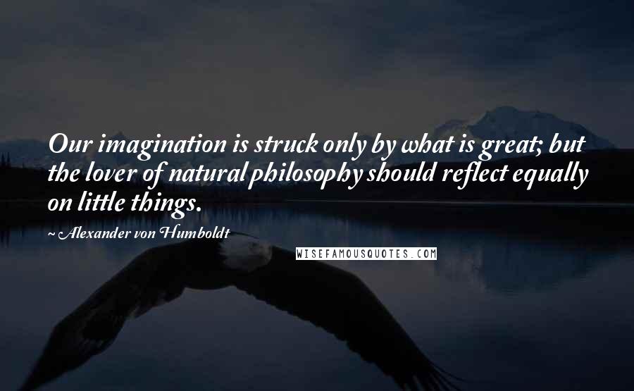 Alexander Von Humboldt Quotes: Our imagination is struck only by what is great; but the lover of natural philosophy should reflect equally on little things.