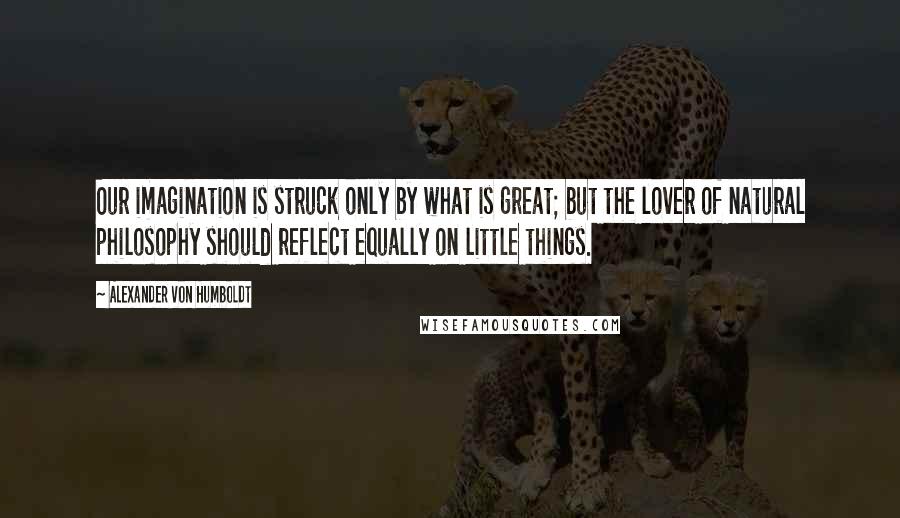 Alexander Von Humboldt Quotes: Our imagination is struck only by what is great; but the lover of natural philosophy should reflect equally on little things.