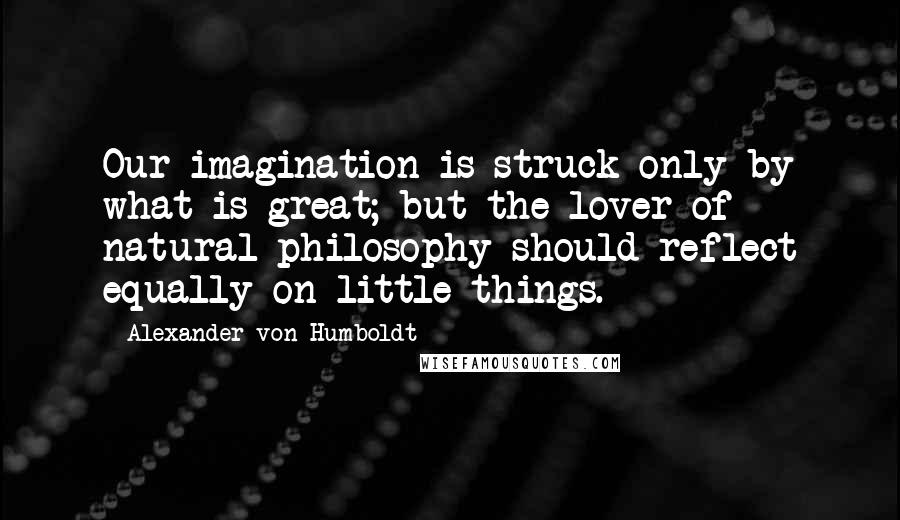 Alexander Von Humboldt Quotes: Our imagination is struck only by what is great; but the lover of natural philosophy should reflect equally on little things.