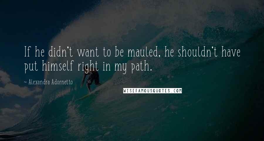 Alexandra Adornetto Quotes: If he didn't want to be mauled, he shouldn't have put himself right in my path.