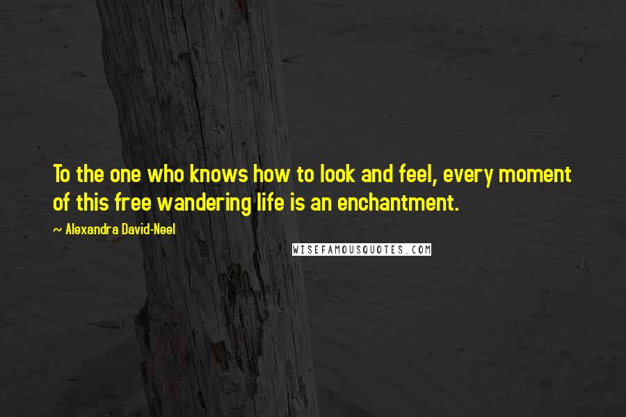 Alexandra David-Neel Quotes: To the one who knows how to look and feel, every moment of this free wandering life is an enchantment.