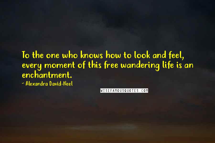 Alexandra David-Neel Quotes: To the one who knows how to look and feel, every moment of this free wandering life is an enchantment.