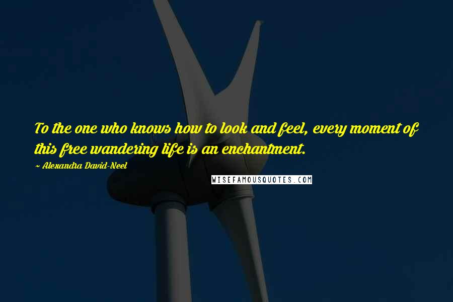 Alexandra David-Neel Quotes: To the one who knows how to look and feel, every moment of this free wandering life is an enchantment.