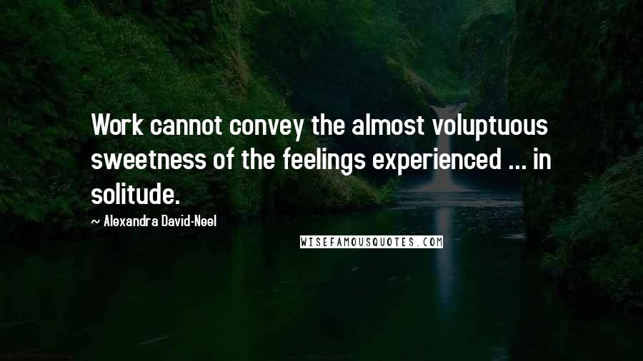 Alexandra David-Neel Quotes: Work cannot convey the almost voluptuous sweetness of the feelings experienced ... in solitude.