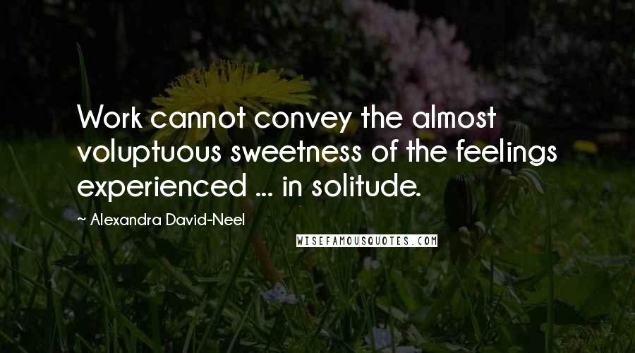 Alexandra David-Neel Quotes: Work cannot convey the almost voluptuous sweetness of the feelings experienced ... in solitude.