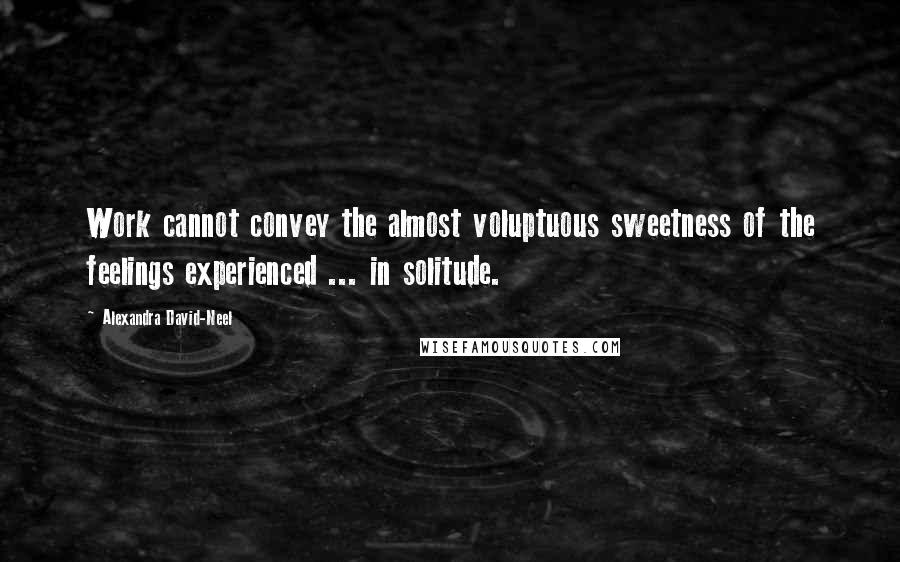 Alexandra David-Neel Quotes: Work cannot convey the almost voluptuous sweetness of the feelings experienced ... in solitude.