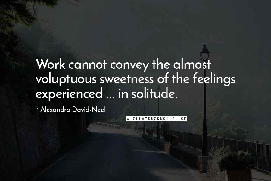 Alexandra David-Neel Quotes: Work cannot convey the almost voluptuous sweetness of the feelings experienced ... in solitude.