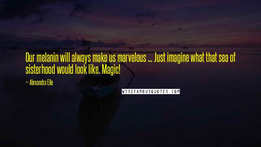 Alexandra Elle Quotes: Our melanin will always make us marvelous ... Just imagine what that sea of sisterhood would look like. Magic!