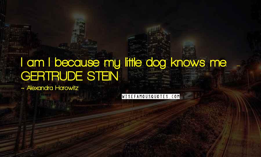 Alexandra Horowitz Quotes: I am I because my little dog knows me. - GERTRUDE STEIN