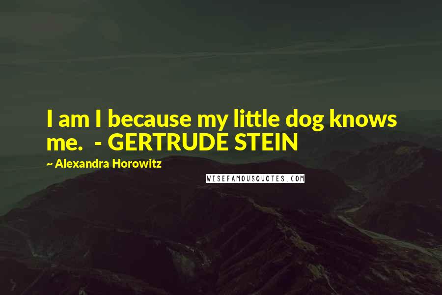 Alexandra Horowitz Quotes: I am I because my little dog knows me. - GERTRUDE STEIN