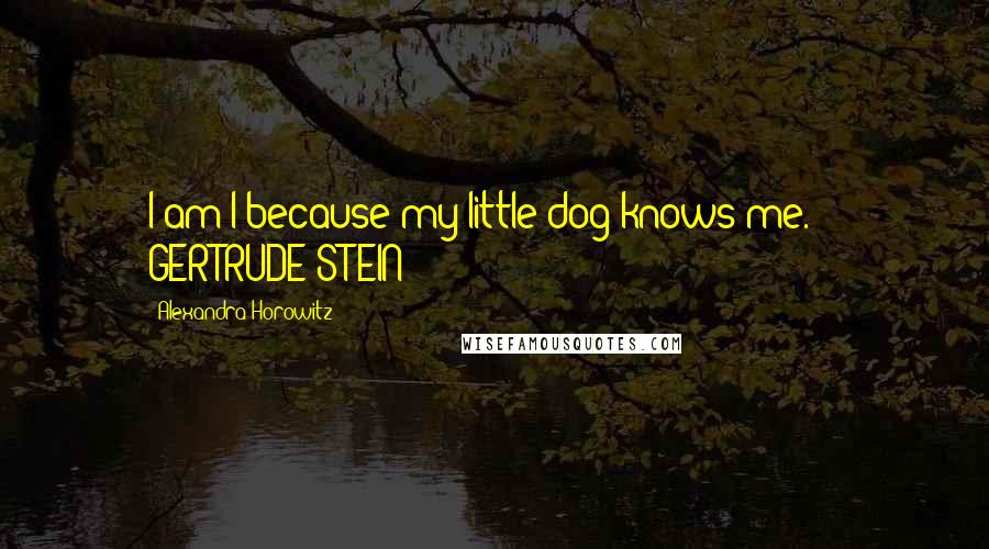 Alexandra Horowitz Quotes: I am I because my little dog knows me. - GERTRUDE STEIN
