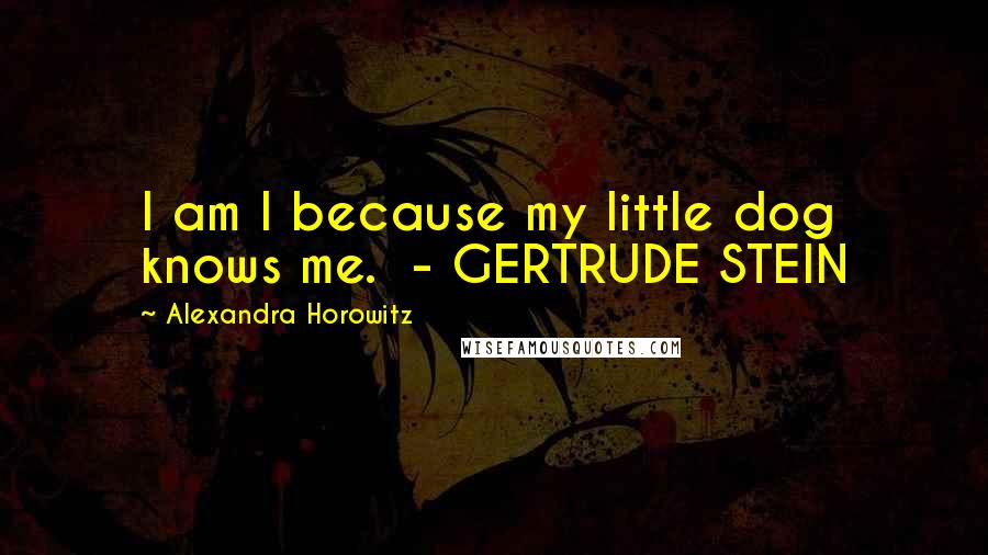 Alexandra Horowitz Quotes: I am I because my little dog knows me. - GERTRUDE STEIN