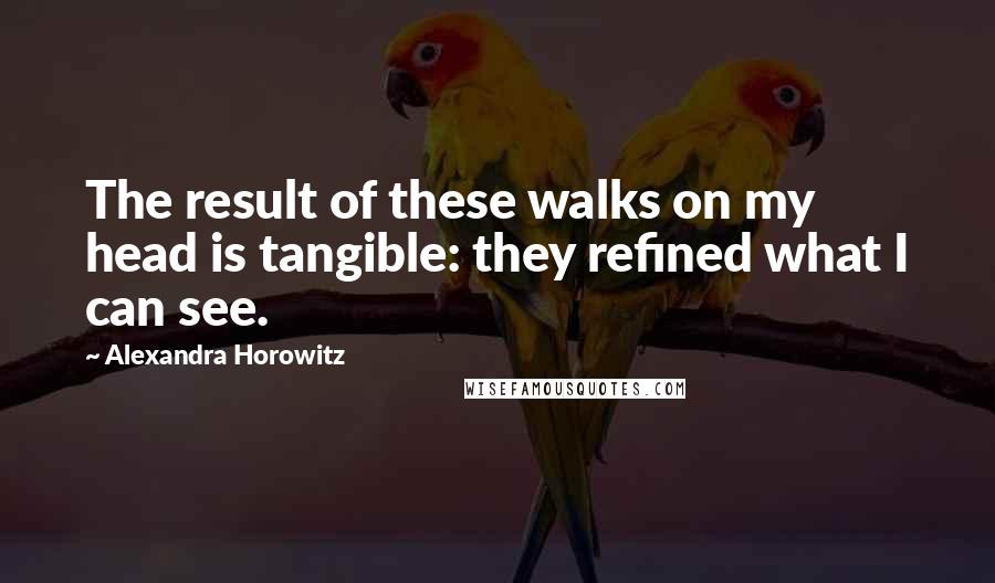 Alexandra Horowitz Quotes: The result of these walks on my head is tangible: they refined what I can see.