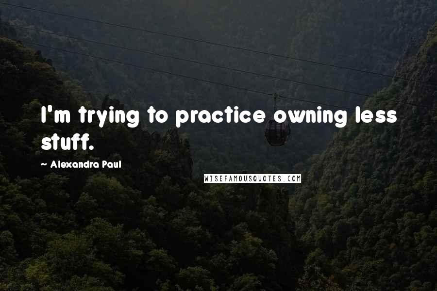 Alexandra Paul Quotes: I'm trying to practice owning less stuff.