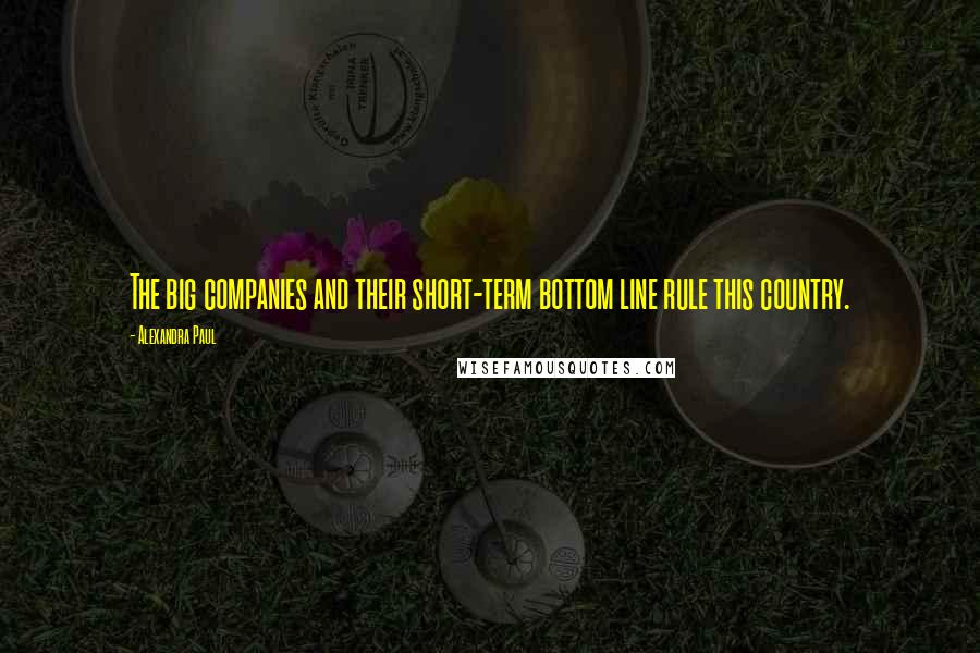 Alexandra Paul Quotes: The big companies and their short-term bottom line rule this country.