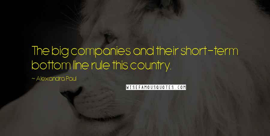 Alexandra Paul Quotes: The big companies and their short-term bottom line rule this country.