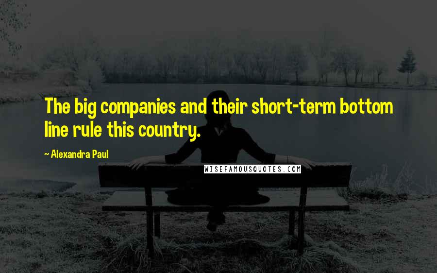 Alexandra Paul Quotes: The big companies and their short-term bottom line rule this country.