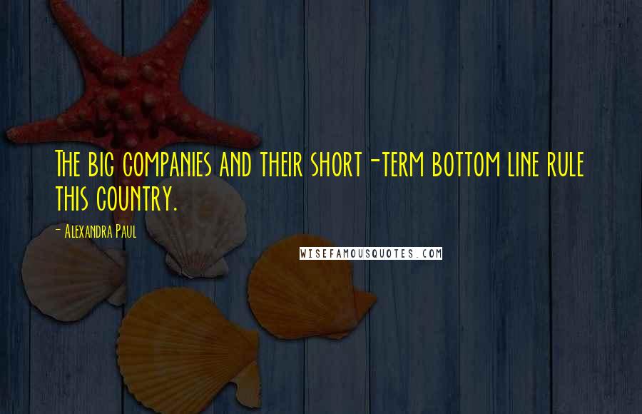 Alexandra Paul Quotes: The big companies and their short-term bottom line rule this country.