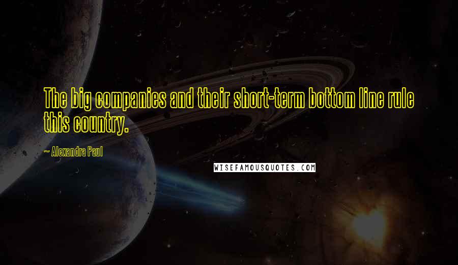 Alexandra Paul Quotes: The big companies and their short-term bottom line rule this country.