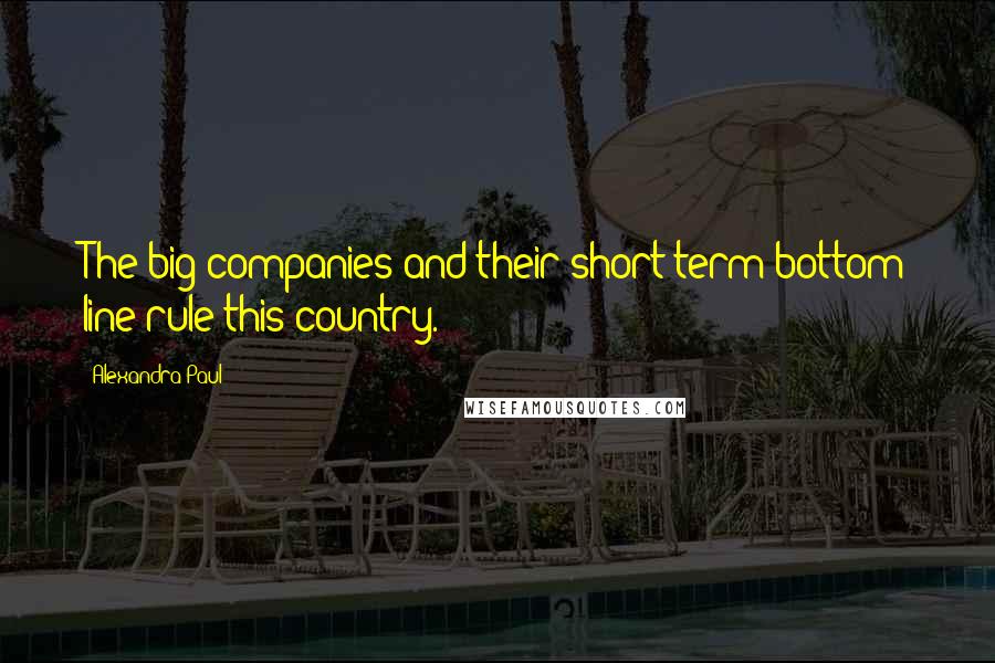 Alexandra Paul Quotes: The big companies and their short-term bottom line rule this country.