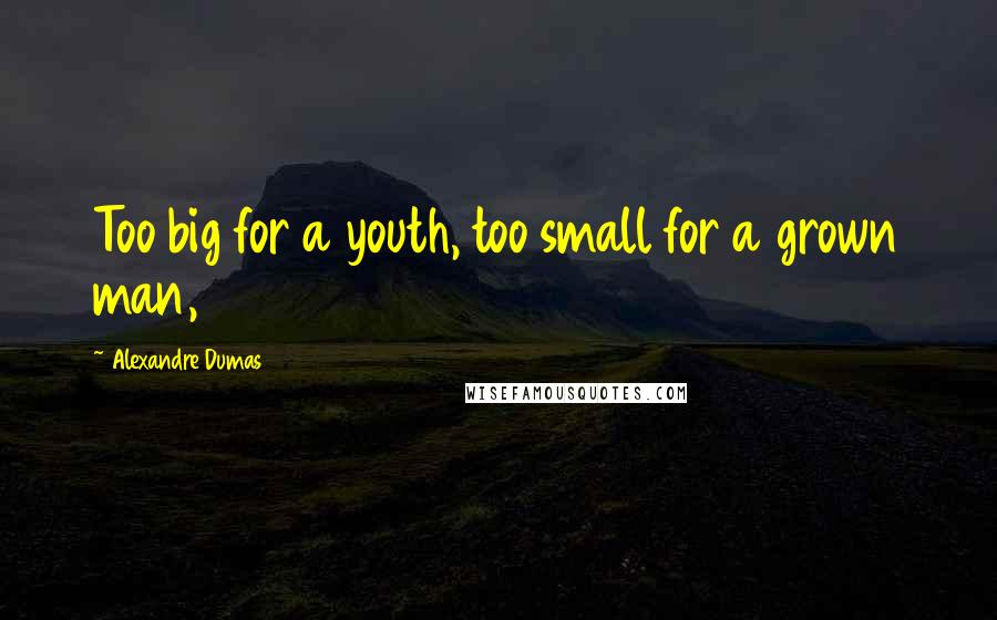 Alexandre Dumas Quotes: Too big for a youth, too small for a grown man,