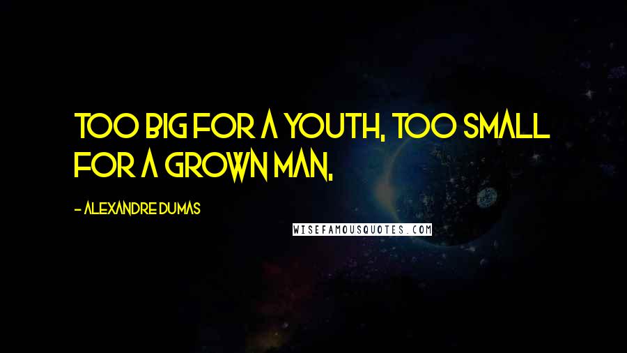 Alexandre Dumas Quotes: Too big for a youth, too small for a grown man,