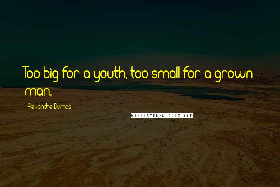 Alexandre Dumas Quotes: Too big for a youth, too small for a grown man,