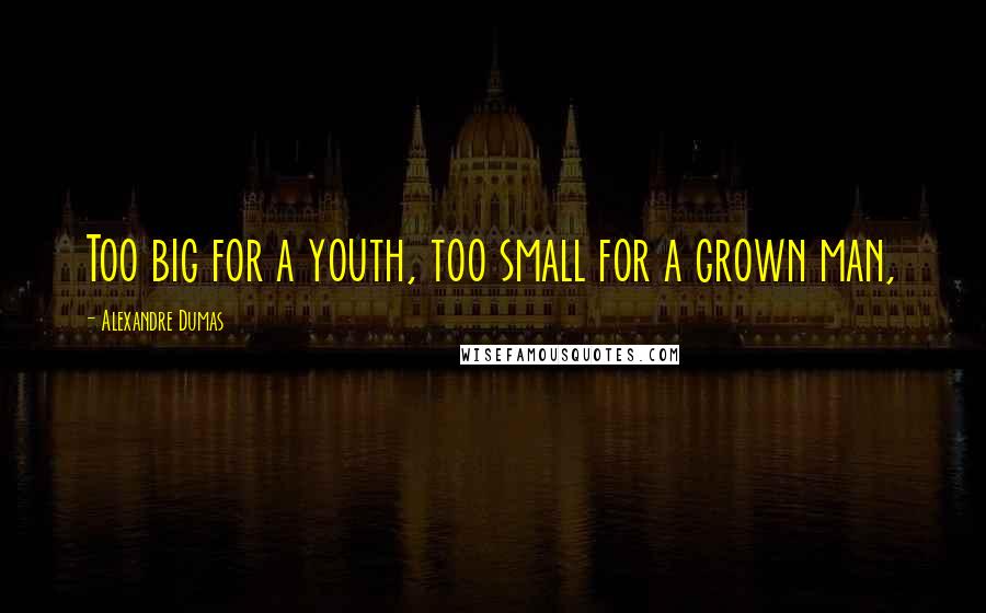Alexandre Dumas Quotes: Too big for a youth, too small for a grown man,