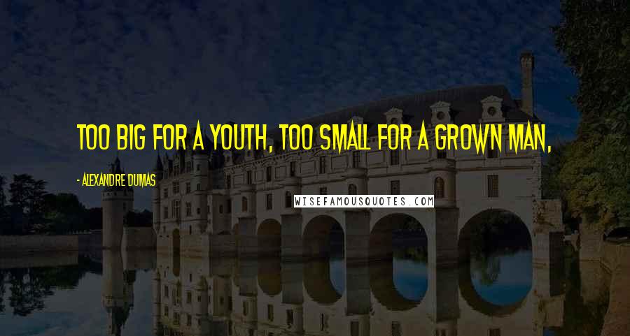 Alexandre Dumas Quotes: Too big for a youth, too small for a grown man,