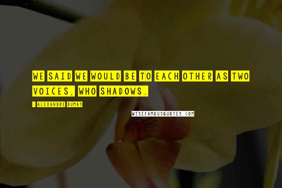 Alexandre Dumas Quotes: we said we would be to each other as two voices, who shadows.