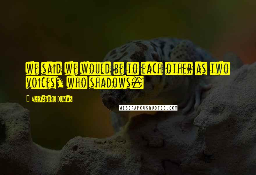 Alexandre Dumas Quotes: we said we would be to each other as two voices, who shadows.