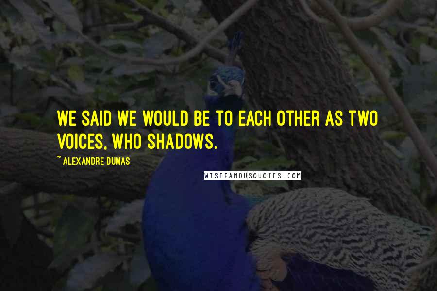 Alexandre Dumas Quotes: we said we would be to each other as two voices, who shadows.