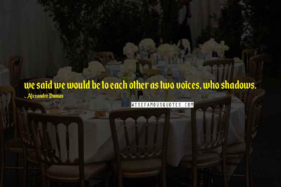Alexandre Dumas Quotes: we said we would be to each other as two voices, who shadows.