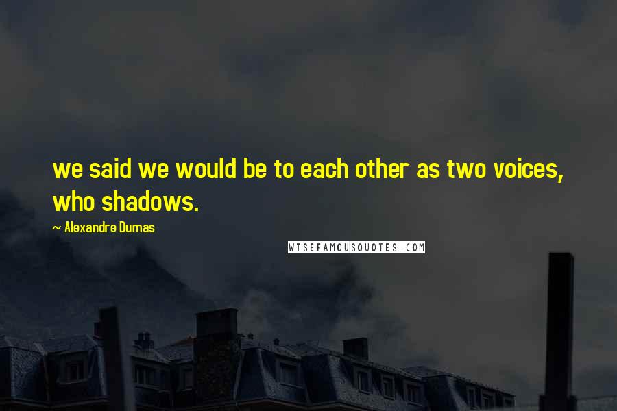Alexandre Dumas Quotes: we said we would be to each other as two voices, who shadows.