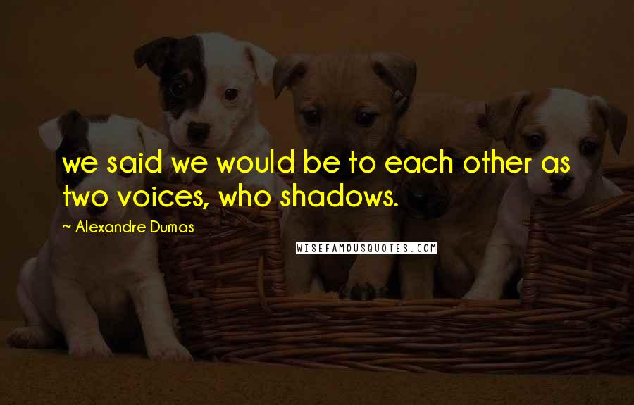 Alexandre Dumas Quotes: we said we would be to each other as two voices, who shadows.
