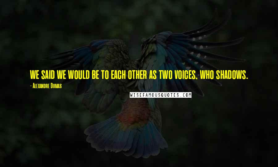Alexandre Dumas Quotes: we said we would be to each other as two voices, who shadows.