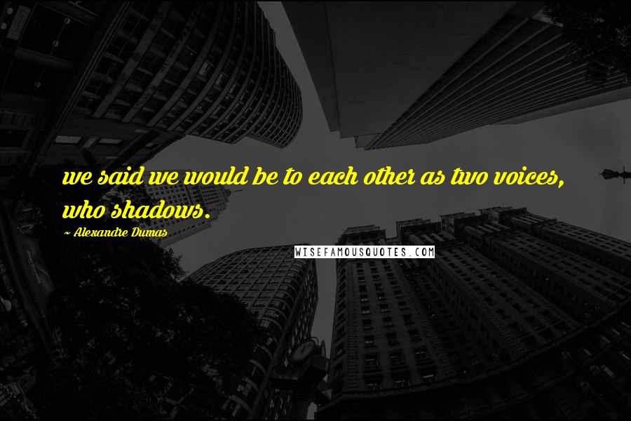Alexandre Dumas Quotes: we said we would be to each other as two voices, who shadows.