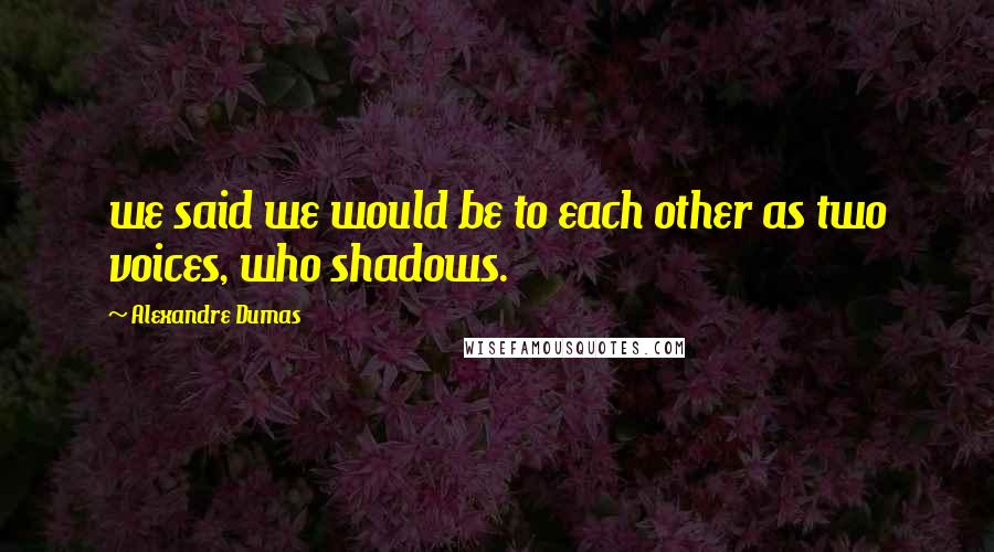 Alexandre Dumas Quotes: we said we would be to each other as two voices, who shadows.