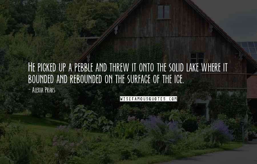 Alexia Praks Quotes: He picked up a pebble and threw it onto the solid lake where it bounded and rebounded on the surface of the ice.