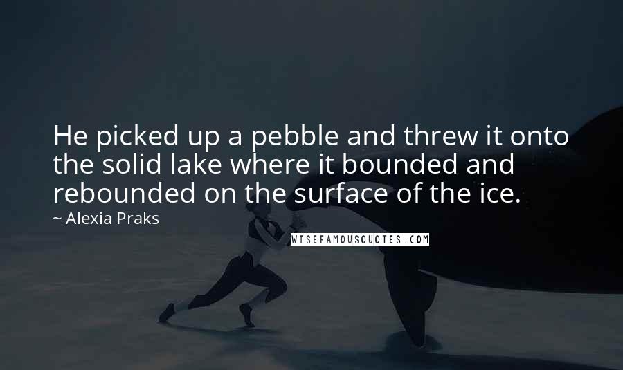 Alexia Praks Quotes: He picked up a pebble and threw it onto the solid lake where it bounded and rebounded on the surface of the ice.