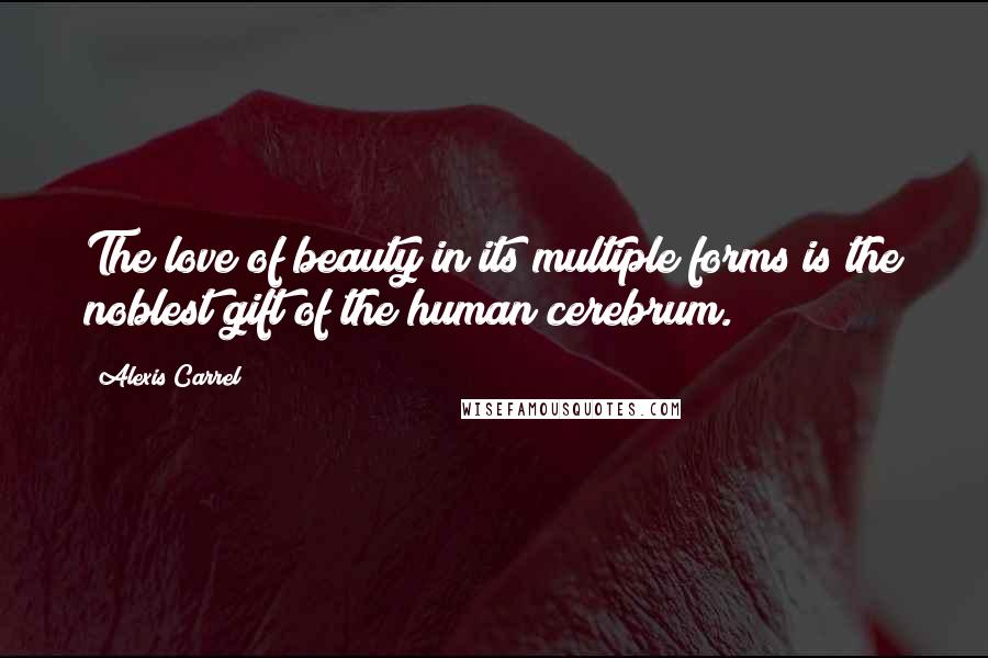 Alexis Carrel Quotes: The love of beauty in its multiple forms is the noblest gift of the human cerebrum.