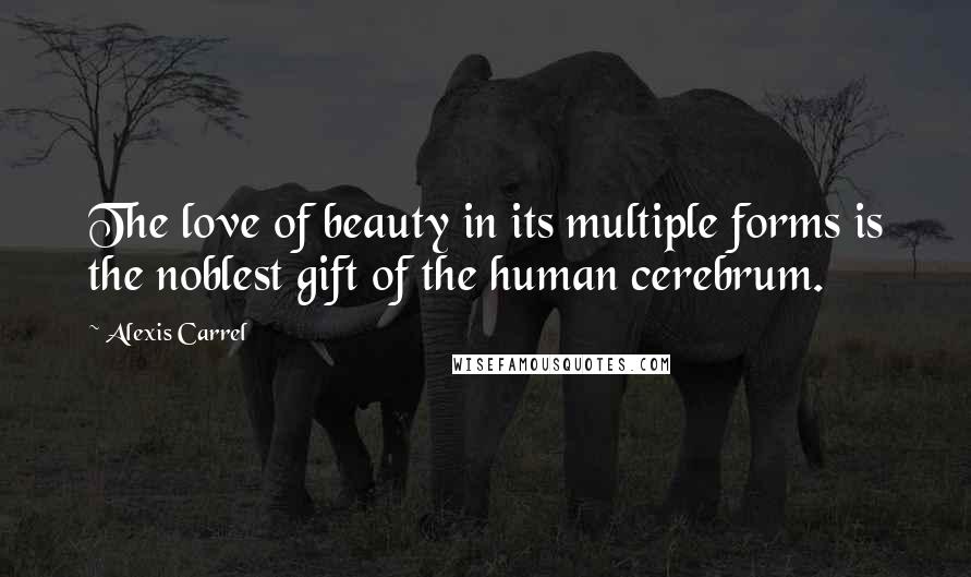 Alexis Carrel Quotes: The love of beauty in its multiple forms is the noblest gift of the human cerebrum.