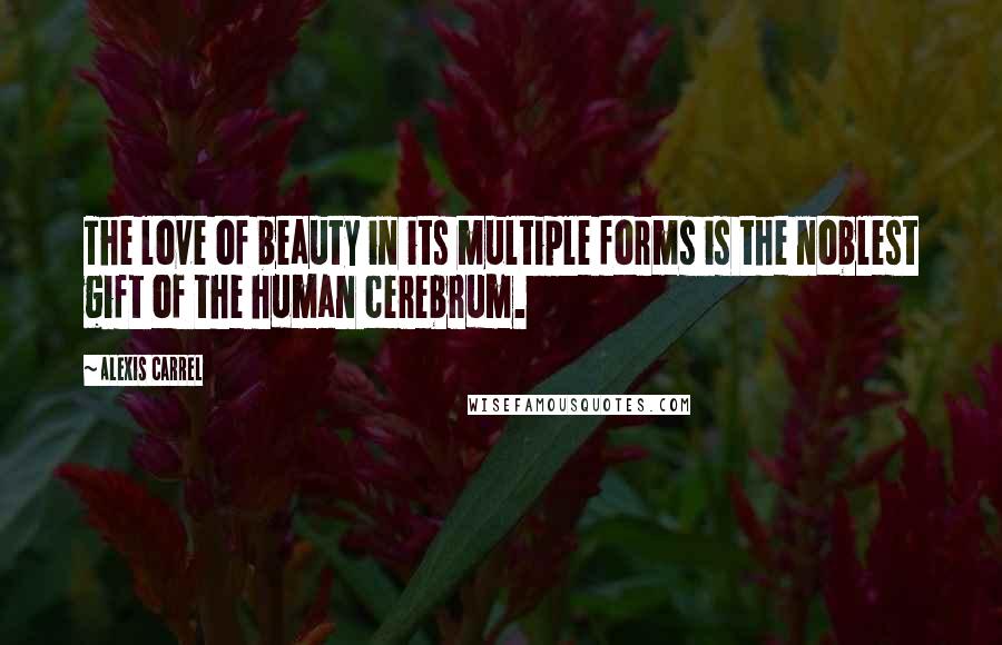 Alexis Carrel Quotes: The love of beauty in its multiple forms is the noblest gift of the human cerebrum.