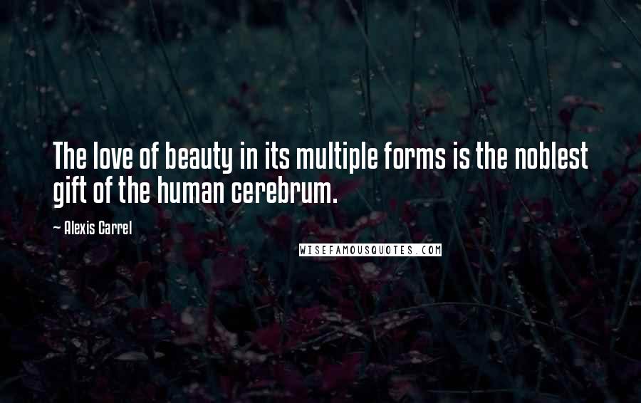 Alexis Carrel Quotes: The love of beauty in its multiple forms is the noblest gift of the human cerebrum.