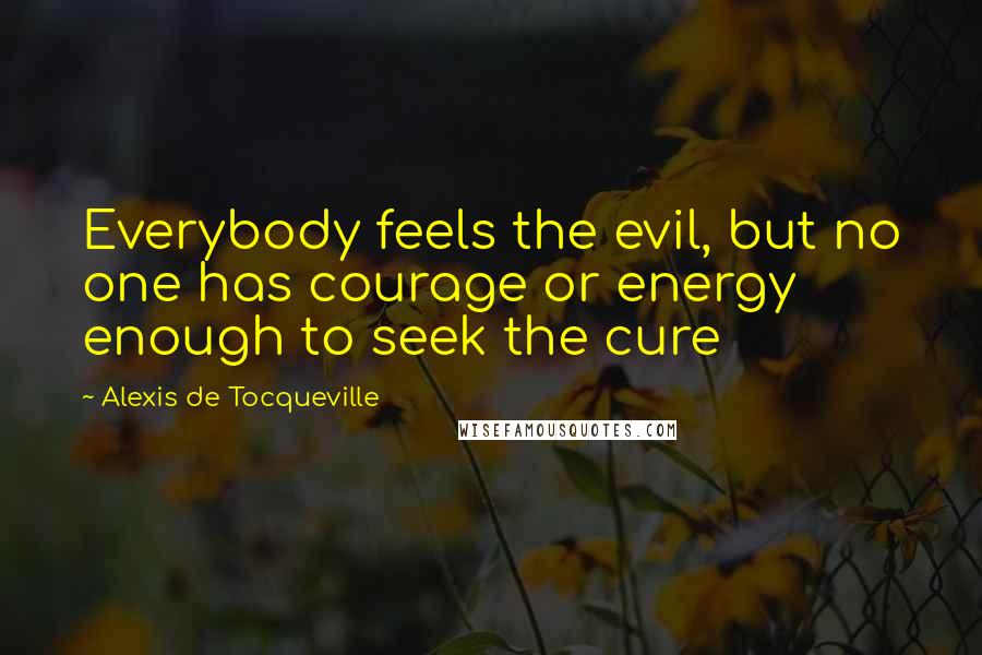 Alexis De Tocqueville Quotes: Everybody feels the evil, but no one has courage or energy enough to seek the cure